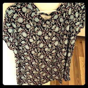 Loft floral print top. Navy and light blue